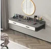 Hanging Wall-mounted Floating Bedroom Makeup Dressing Table Modern Simple Design Panel Rounded Corners Round Mirror Bedside Desk