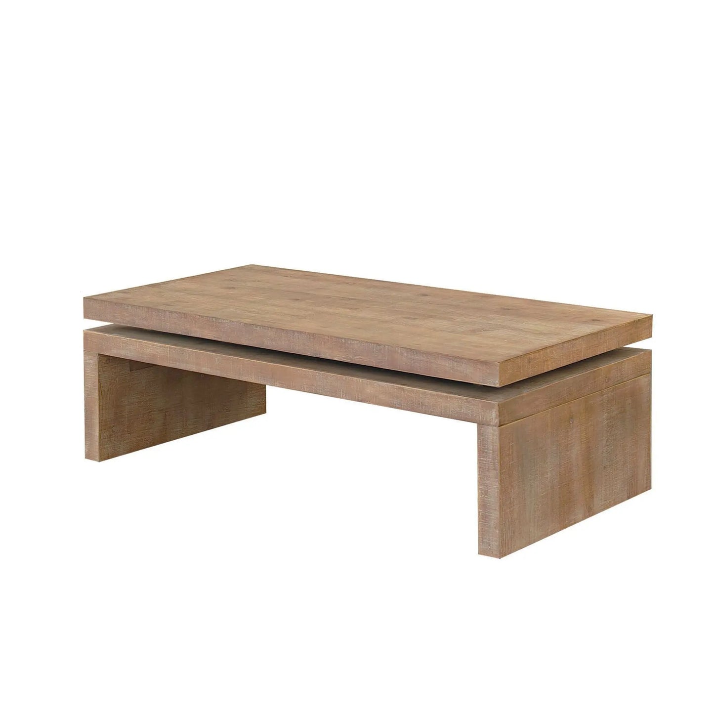 DB Natural Wood Living Room Table Versatile 2-Tiered Coffee Table with 47.6"L * 23.6"W * 16.3"H Durable Metal Material