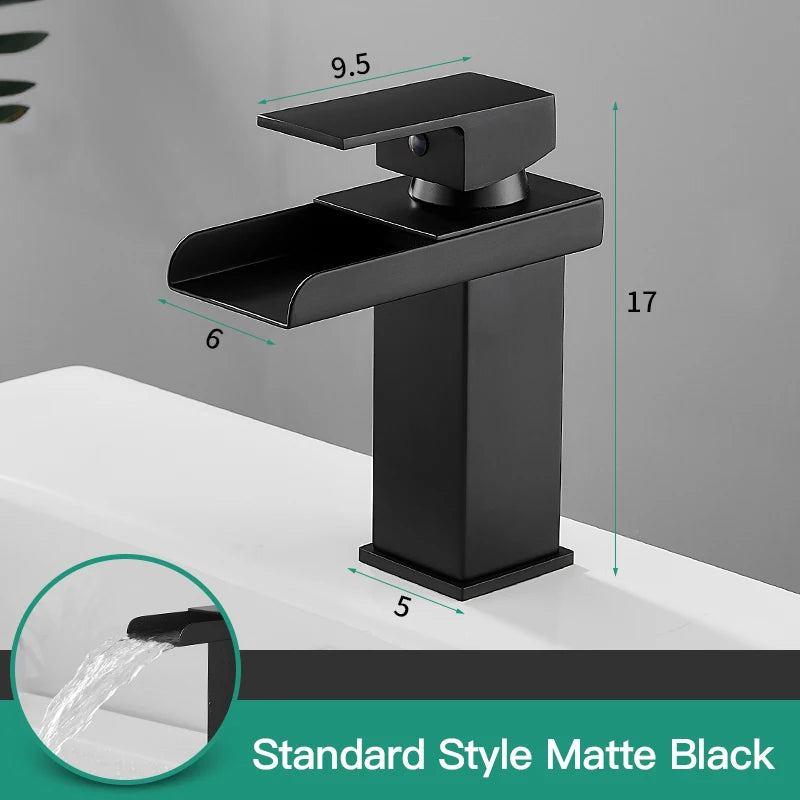 LED mixer tap for washbasin, outdoor decorator with luminous waterfall effect, colors changing according to temperature