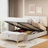 2-Piece Size MDF Bedroom Adjustable Height Convertible Upholstered Platform Bed Hydraulic Storage Home Furniture