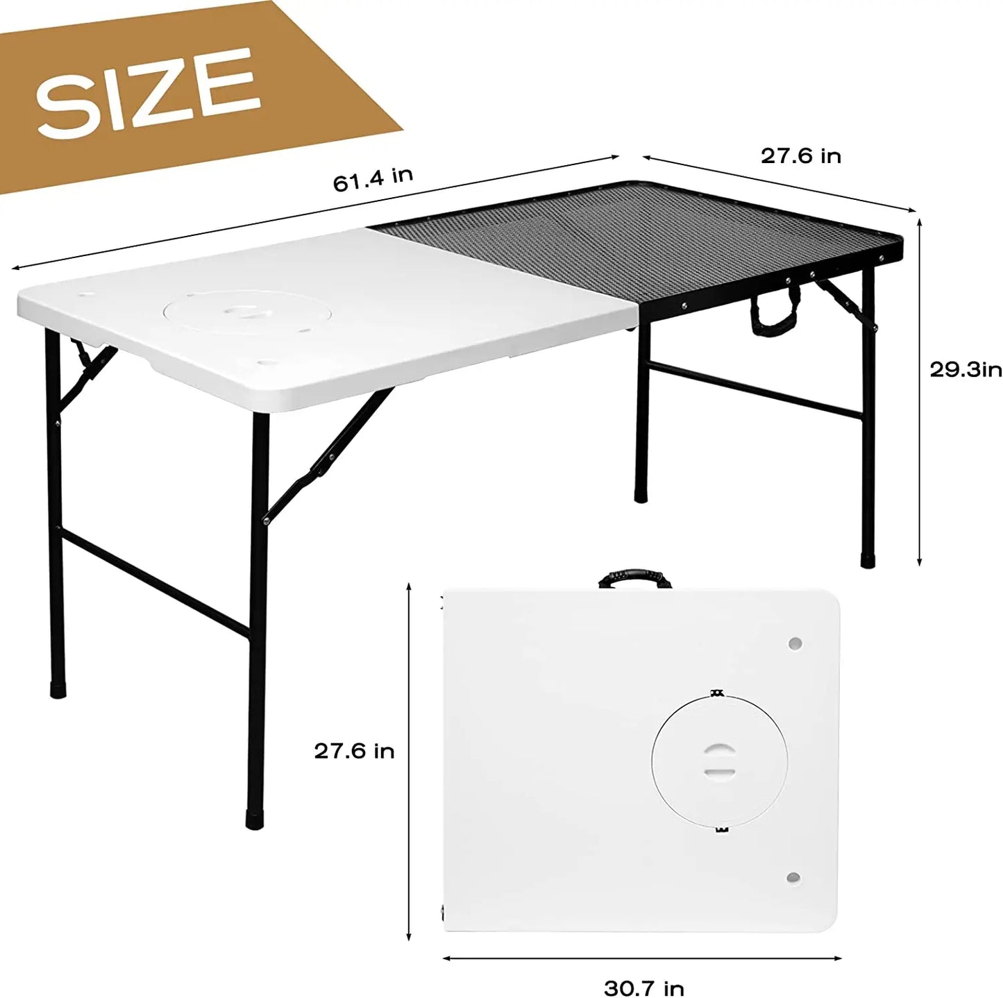 WOQI Folding Portable Grill Table for Camping Easy to Assemble with Adjustable Height Legs Multifunctional