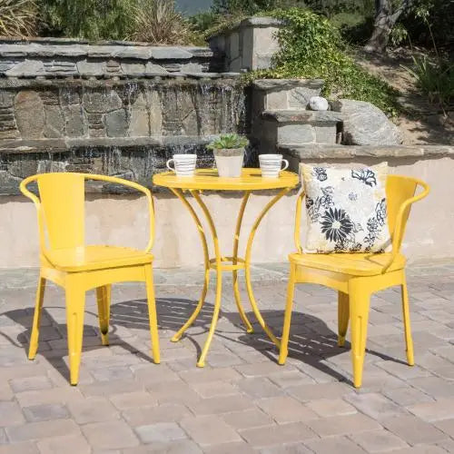 Elegant 3-Piece KD Metal Bistro Set for Outdoor Dining Stylish Throat Patio Furniture Solution Made in China
