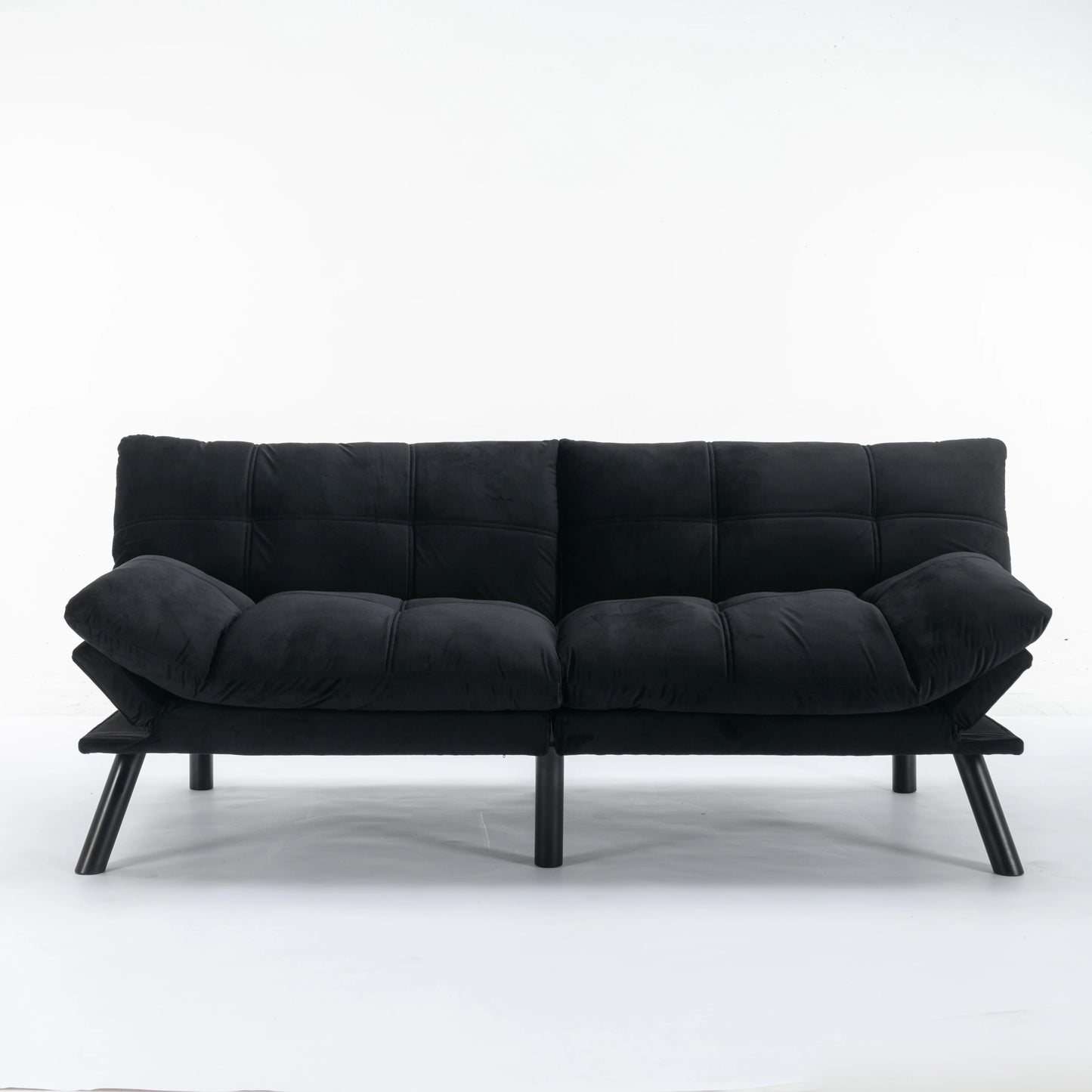 Convertible Folding Sofa Bed 2-Seater Modern Upholstered Sleeper Adjustable Armrests Backrest Modular Space-Saving Twin