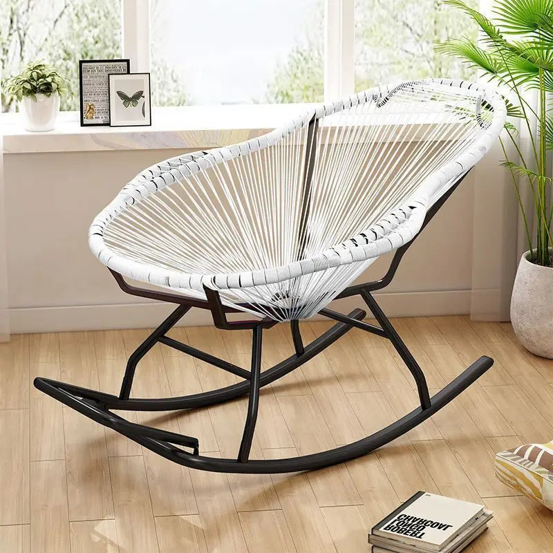 Outdoor courtyard rainbow rocking chair, household balcony rattan chair, casual nap rocking chair, bold and thicker