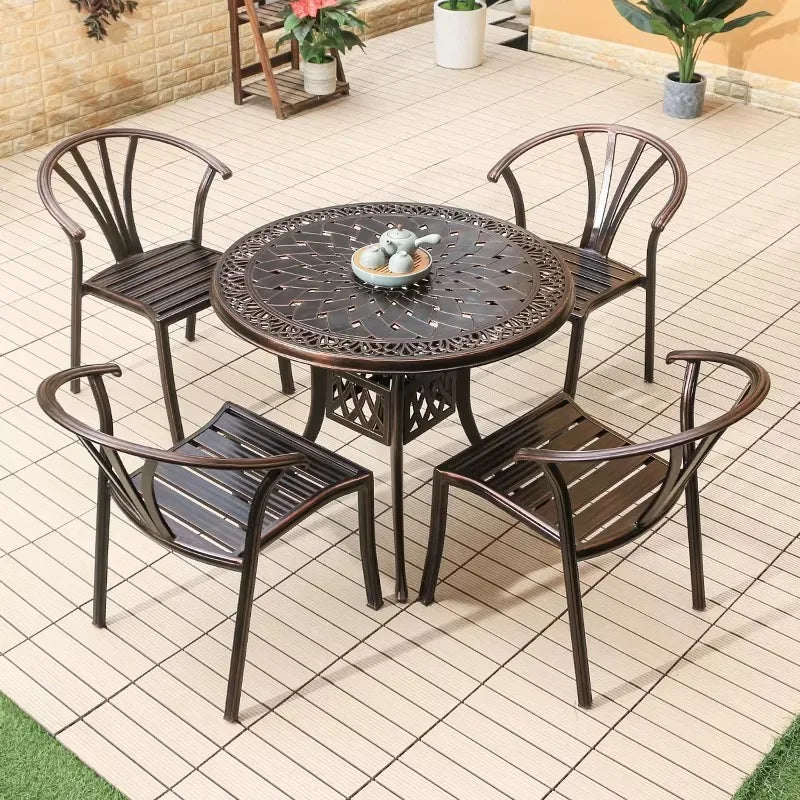 Cast Aluminum Outdoor Chairs Set of 2 Bistro Chairs Waterproof and Sun Resistant Patio Dinning Chairs Garden Chair Furniture