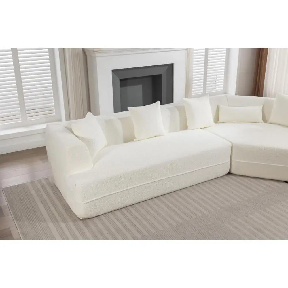 125" Large Sofa Couch, 2 Piece Free Combination, Modern Modular Upholstered Sectional Corner Sofa with Pillows and High-Density