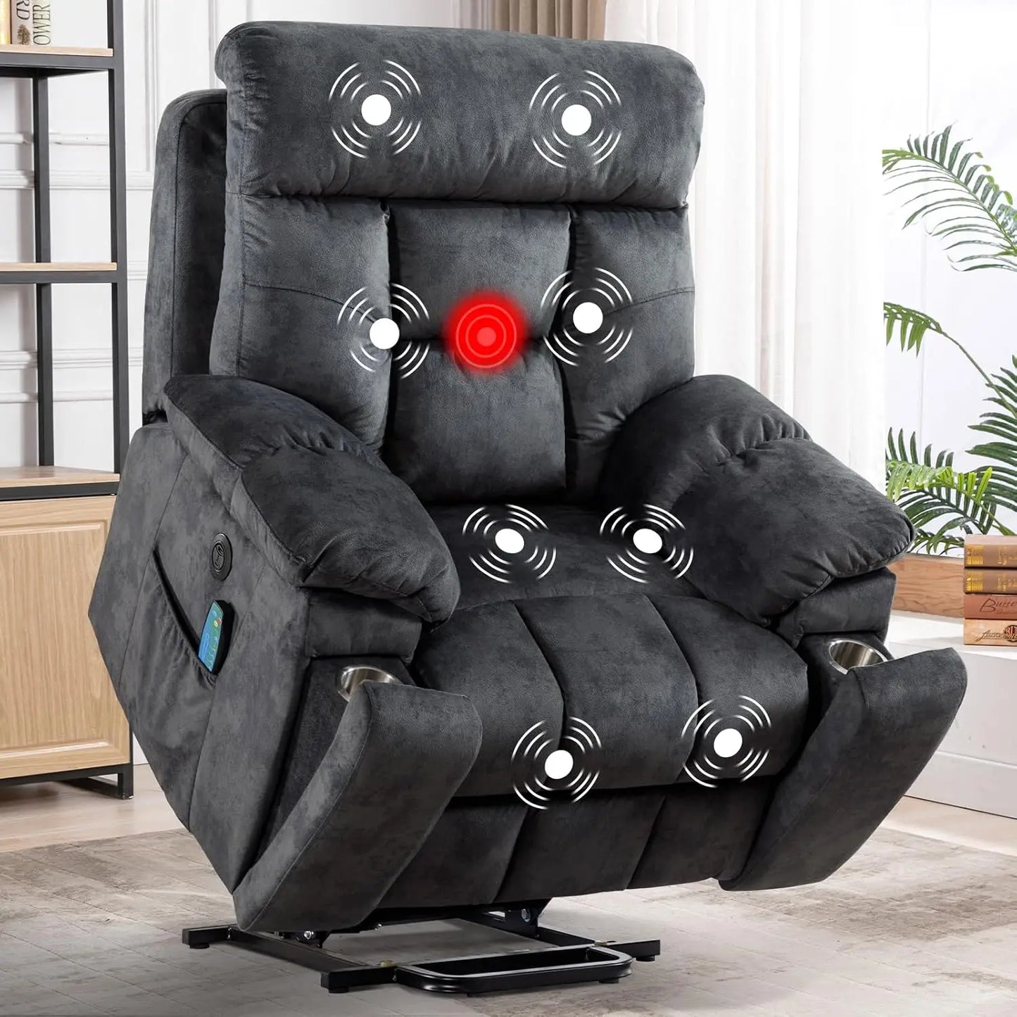 Large Power Lift Recliner Chair with Massage and Heat for Elderly Big and Tall People, Overstuffed Wide Recliners, Customized