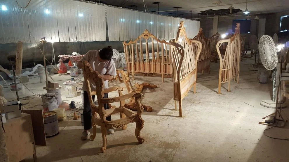 European Style Marble Dining Table Chair Set All Solid Wood Carved for 6-8 People for Restaurant Small Household Hotel