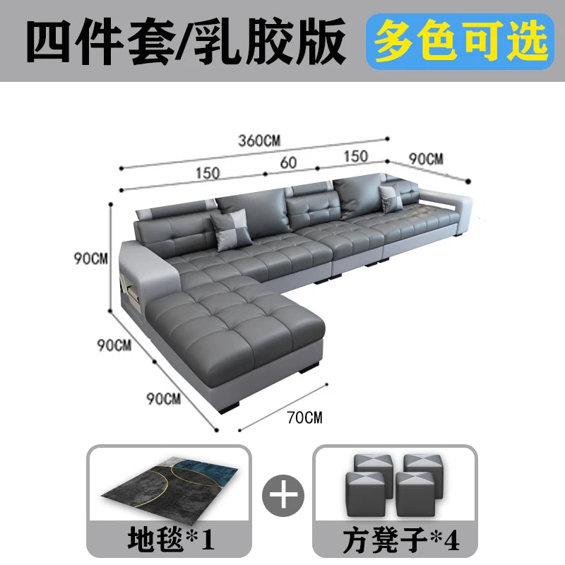 New nano three-proof latex leave-in technology fabric sofa living room size modern fully furnished furniture combination