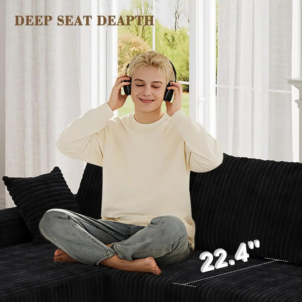 108 Inch L-Shape Sectional Sofa with 3-Seat Cloud Cushion Couch and Oversized Chaise Lounge for Living Room and Office