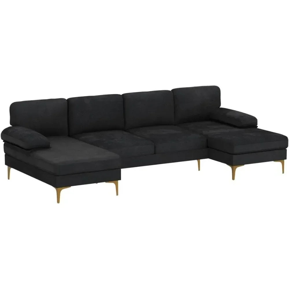 121 Inch Cloud Couch Comfortable Modular Sectional Sofa For Living Room Modern Linen 3-seat Convertible Loveseat Sofa Apartment