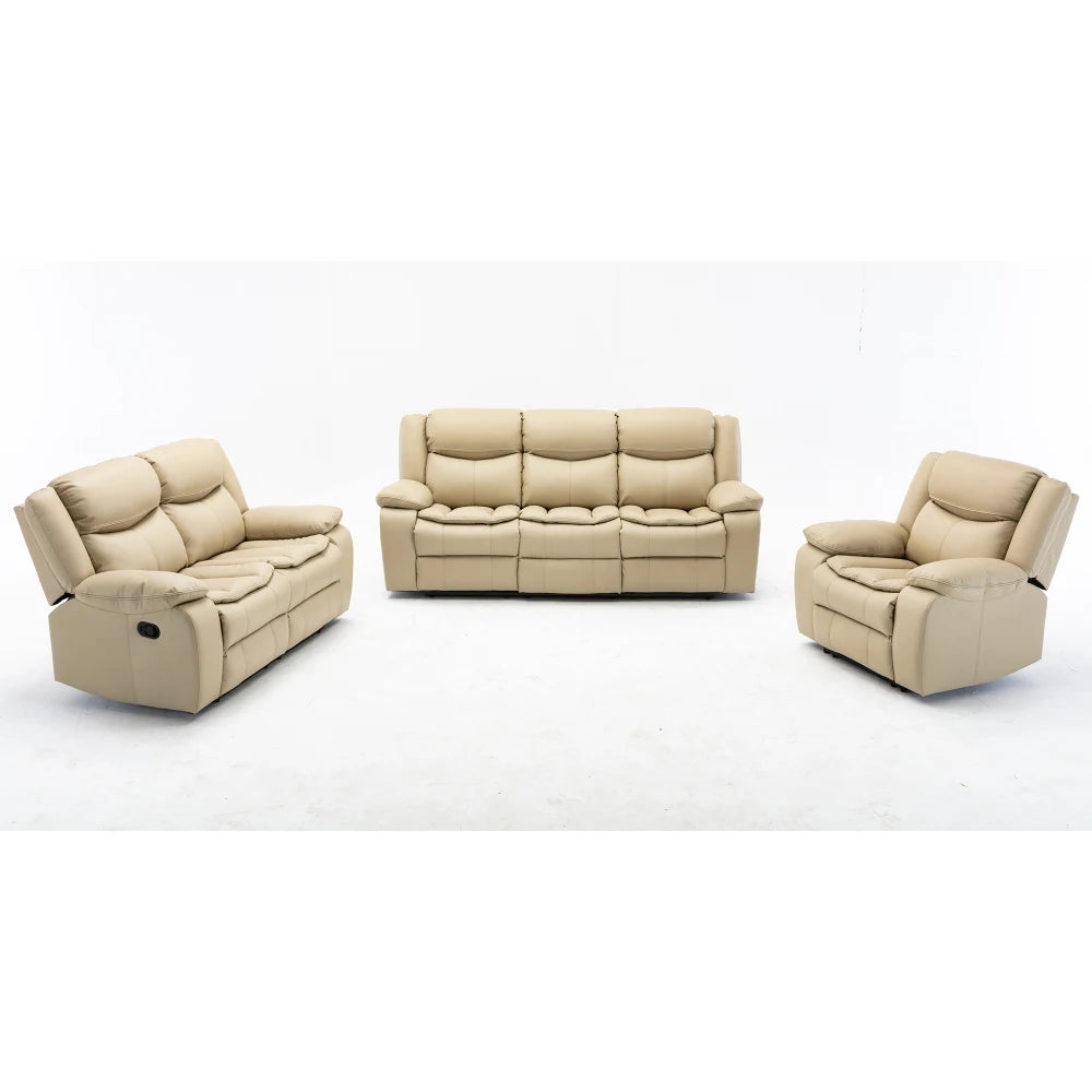 1+2+3 Manual recliner loveseat reclining sofa set, Cream