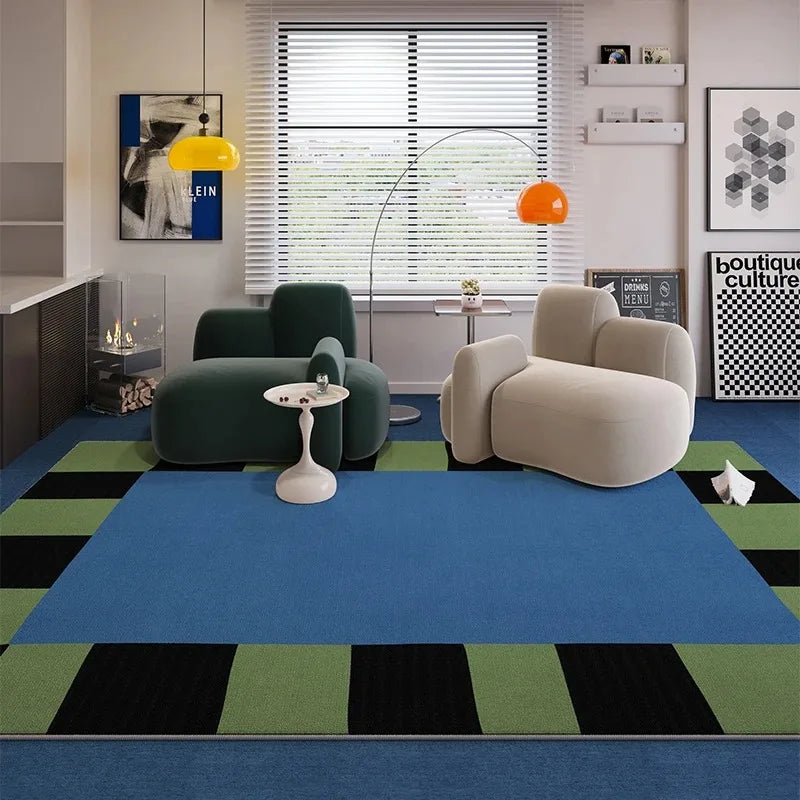 Blue Striped Living Room Rug Light Luxury Sofa Coffee Table Door Mat Retro Bedroom Lounge Non-slip Large Area Carpet Home Decor