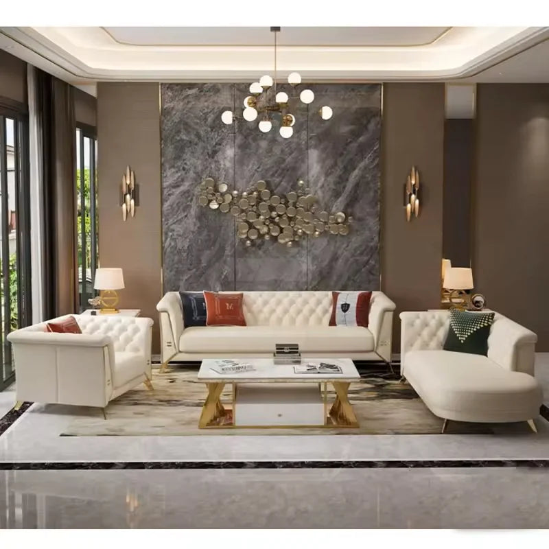 * # Meubles de salon classiques, ensemble de canapés minimalistes, canapé en cuir véritable en bois massif moderne et luxueux