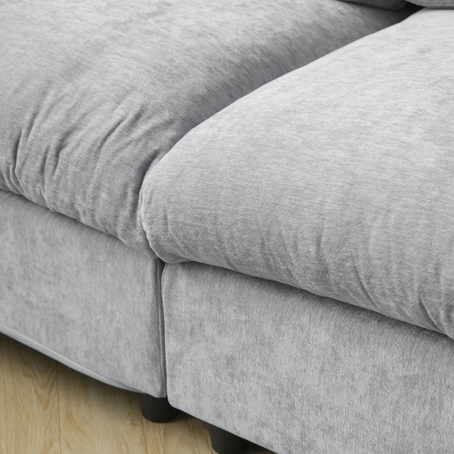 Sdorens Sectional Sofas for Living Room Modern Cloud Couch Chenille U-shaped Modular Sectional Sofa with Reversible Ottomans