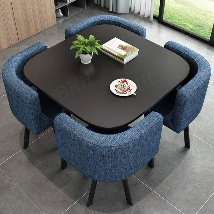 Simple Square Negotiation Table Set, Small Round Table for Shop or Reception, Rest Area Furniture, Space-saving and Elegant