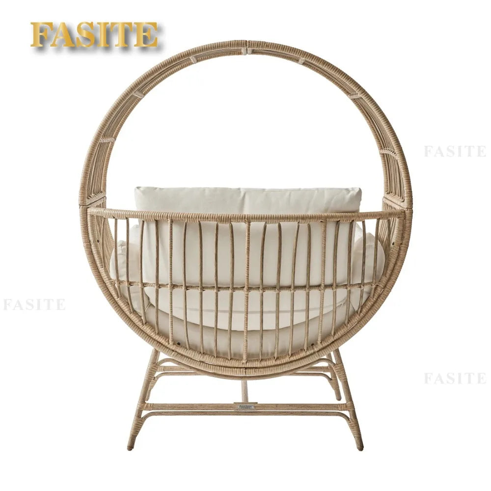2025 New Bellamy Round Wicker Outdoor Egg Chair, Beige