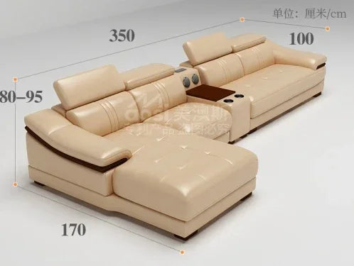 Genuine leather sofa head layer cowhide small unit,simple and modern functional, fashionable leather sofa combination decoration