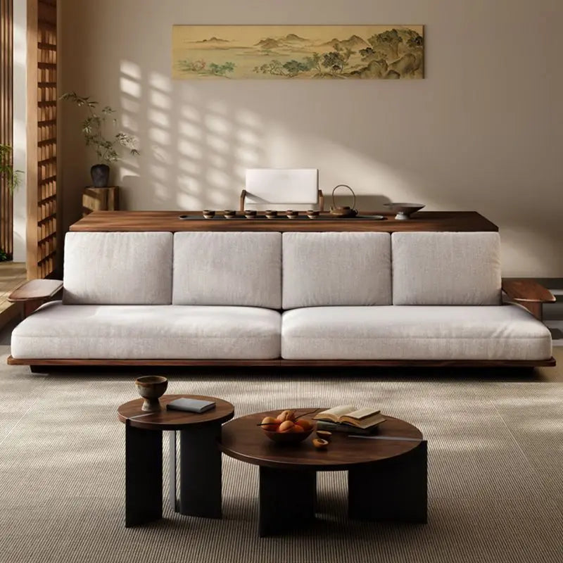 Sofa black walnut solid wood Italian minimalist living room