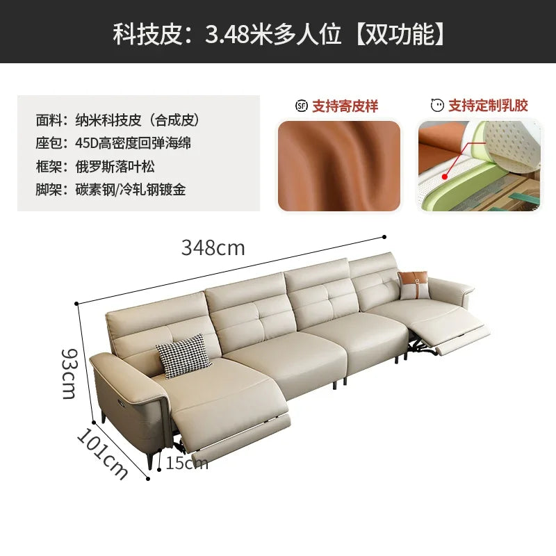 Vintage European Reclining Sofa Leather Office Designer Italiano Couch Adjustable Height Adults Sofa Inflavel Indoor Furniture