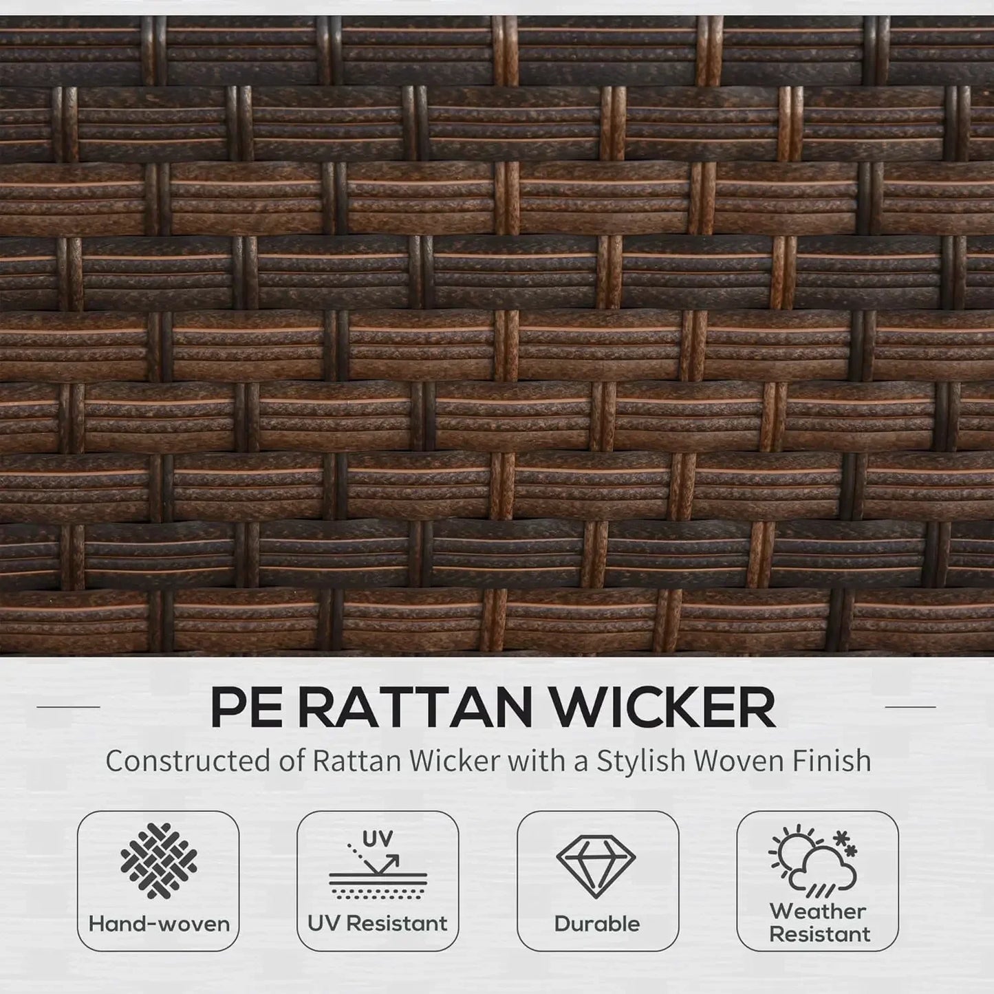 Patio Furniture Set, All Weather PE Rattan Conversation Chair, and Ottoman Set with Coffee Table, Cushions & Pillows Included