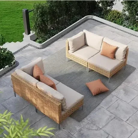 Garden Sofas 7-Piece Wicker Patio Furniture Set, All-Weather Boho Outdoor Conversation Set Sectional Sofa Garden Sofas
