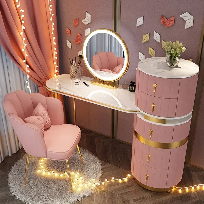 Bedroom Italian Light Luxury Dressing Table Wind Storage Cabinet One Small Apartment Makeup Dresser