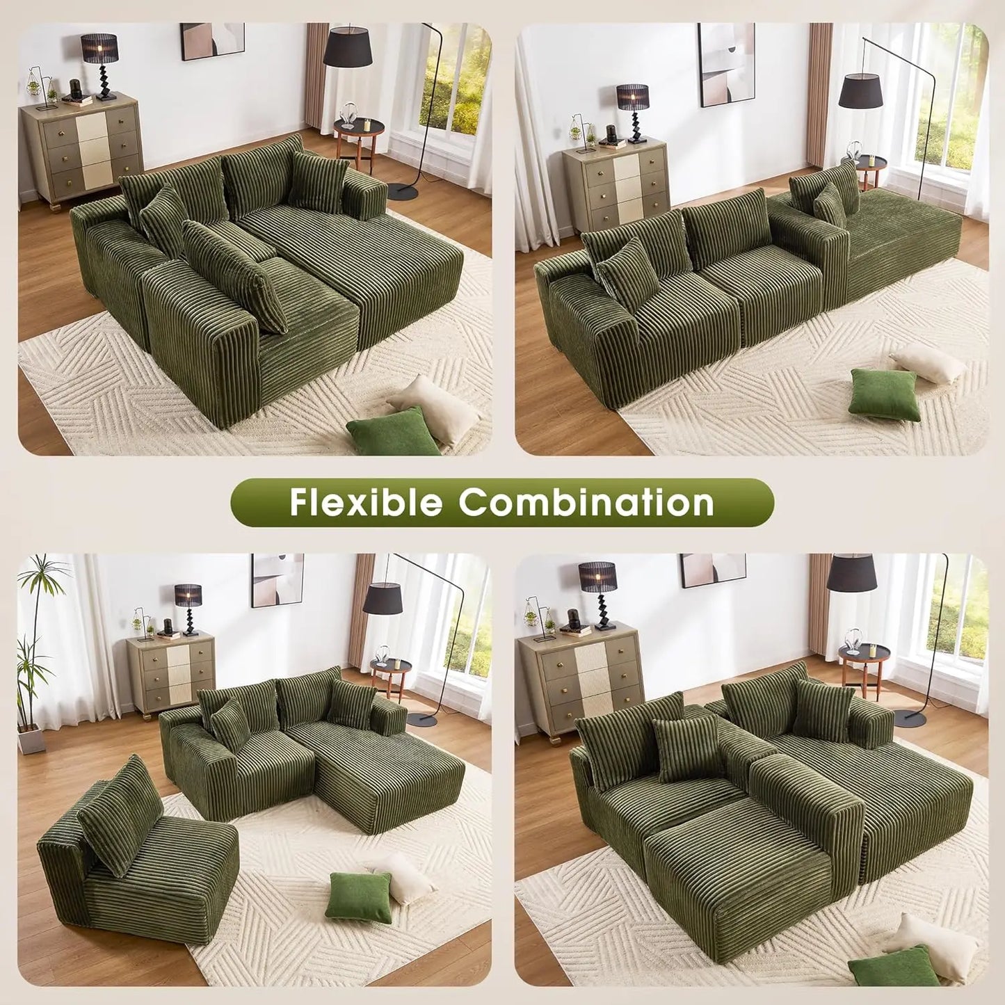 Cloud Modular Sofa Couch with L-Shape Chaise,Modern Sectional with Deep Seat, Upholstered Couches for Living Room Bed