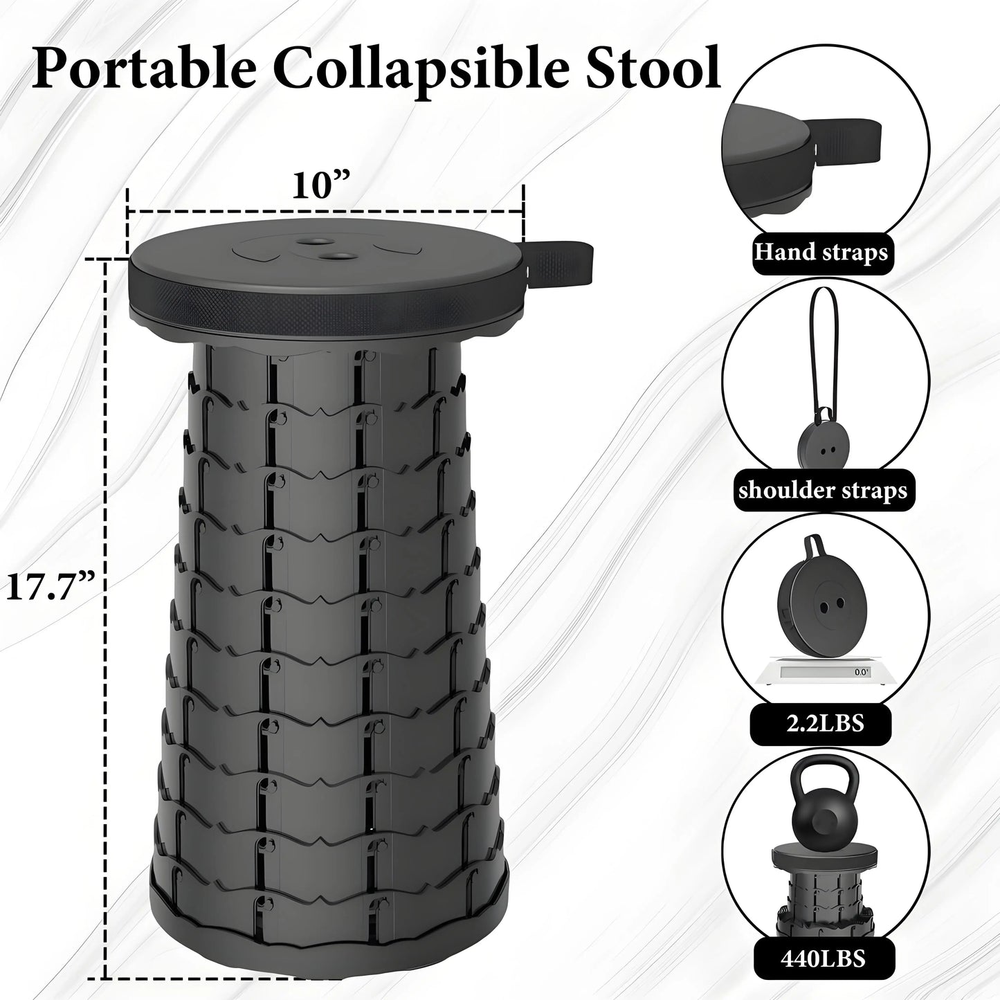 Portable Folding Stool Capacity Compact Camping Seat | Lightweight for Fishing Hiking Outdoor Events Subway Bus Commuting
