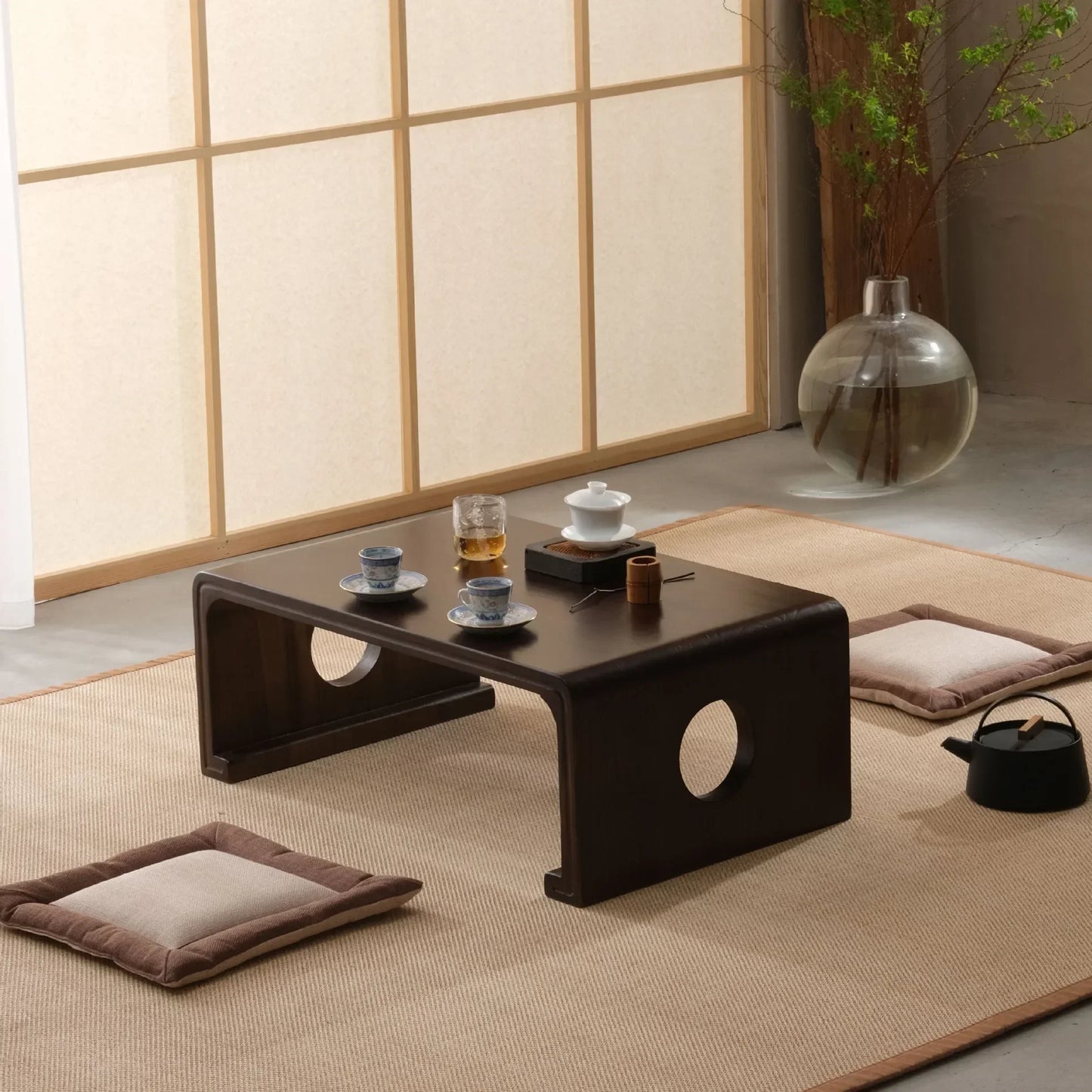 FashionJapanese Vintage Indoor Wood Furniture Asian Style Coffee Tea Living Room Low Table Rectangle 50*40cm Tatami