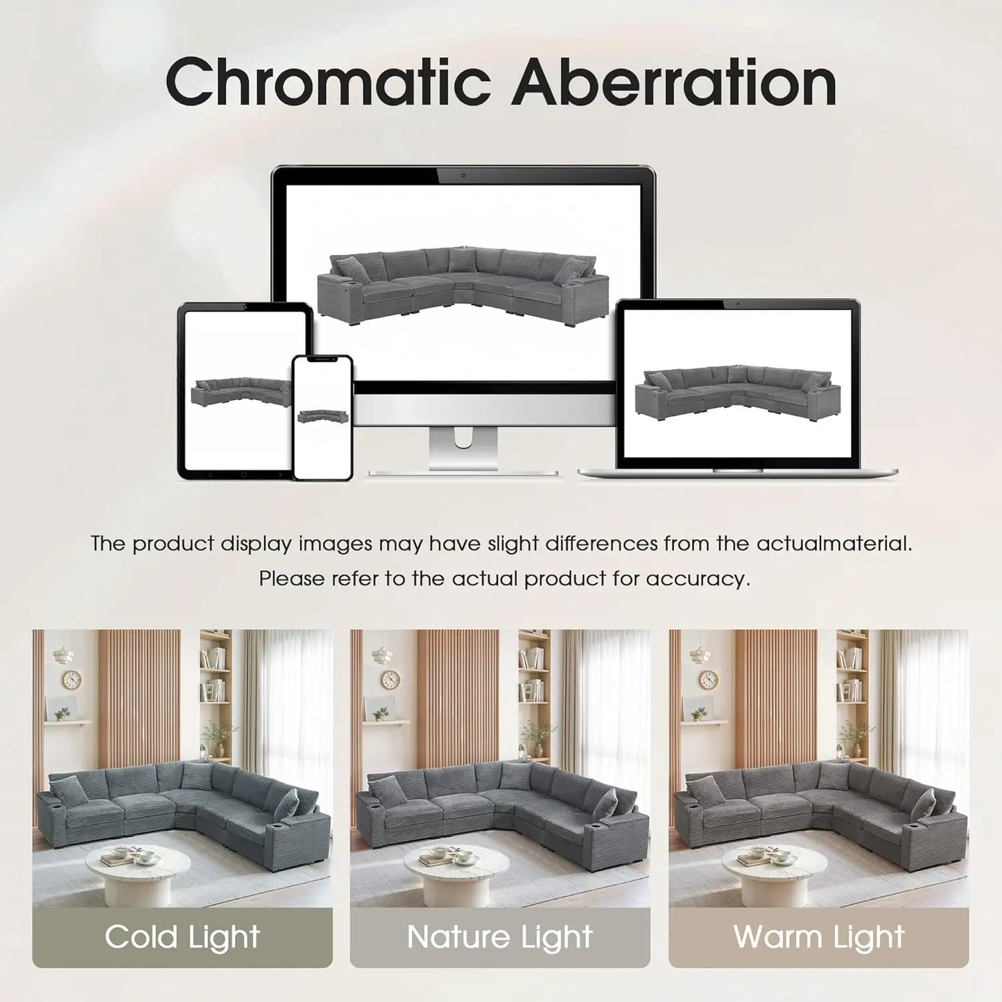 106" Corduroy Sectional Corner Sofa with Cup Holders & USB Charger, 5 Seat Convertible L Shaped Couch Set with Armrest Storage