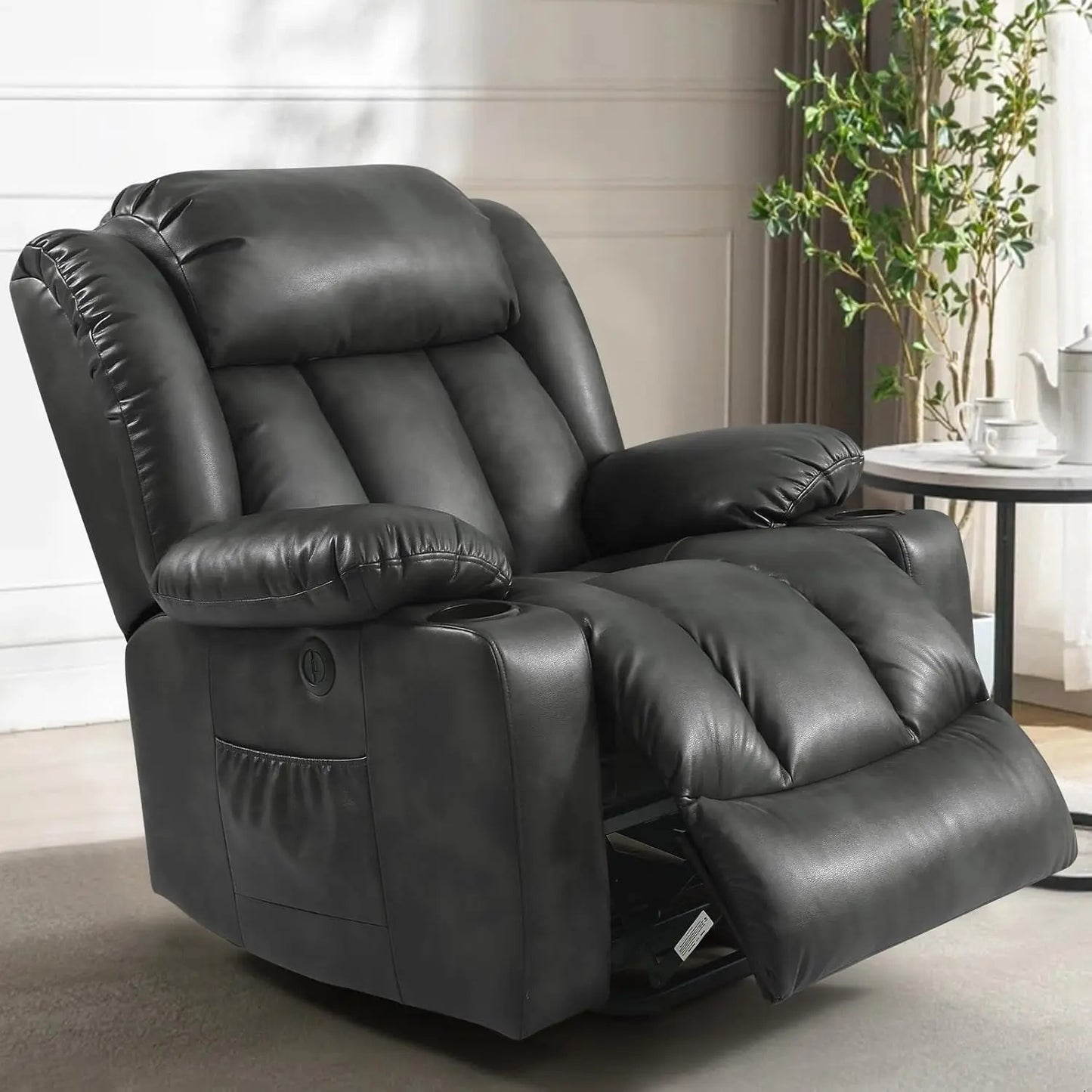 Power Lift Recliner Chair for Elderly Breathable Leather Recliner Chair with Massage and Heat for People Limited Mobility,2 Cup