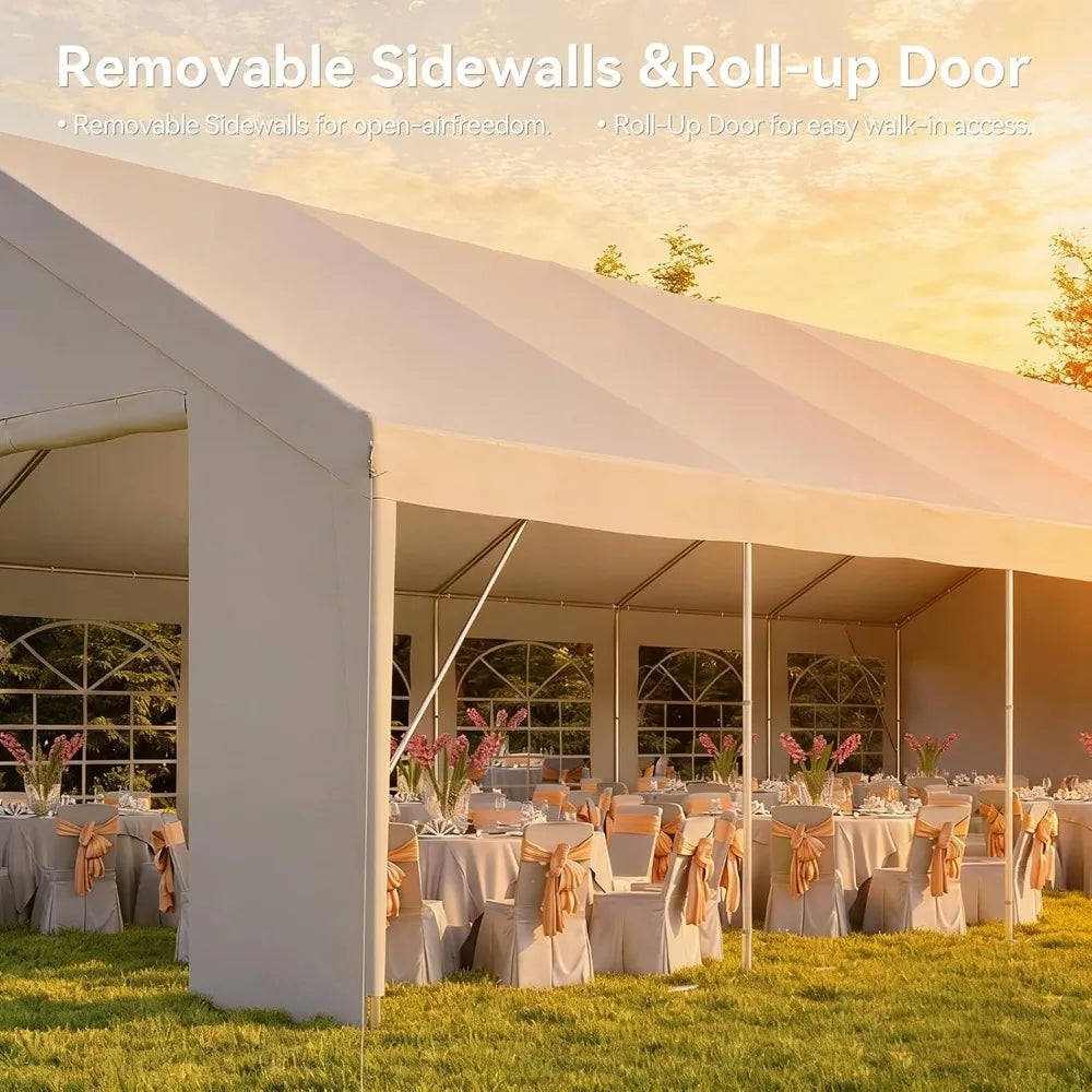 Waterproof 20x40 Party Tent Canopy for Outdoor Weddings Events with Removable Sidewalls Roll-up Door Heavy Duty Steel