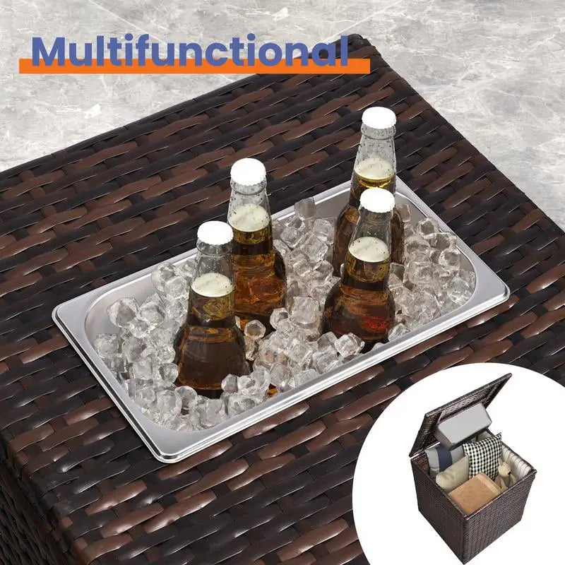 4-Pc Outdoor PE Wicker Furniture Set, Patio Brown Rattan Sectional Sofa with Washable Cushions for Garden, Balcony, or Patio