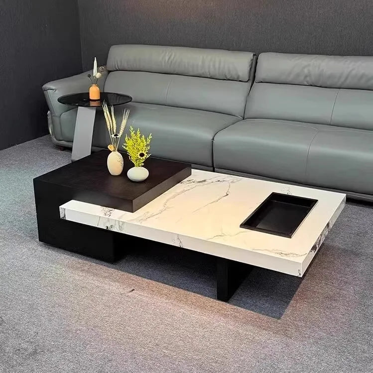 High Marble Coffee Table Elegant Minimalist Modern Luxury Coffee Table Large Office Living Room Furniture Tavolo Basso XYCJ