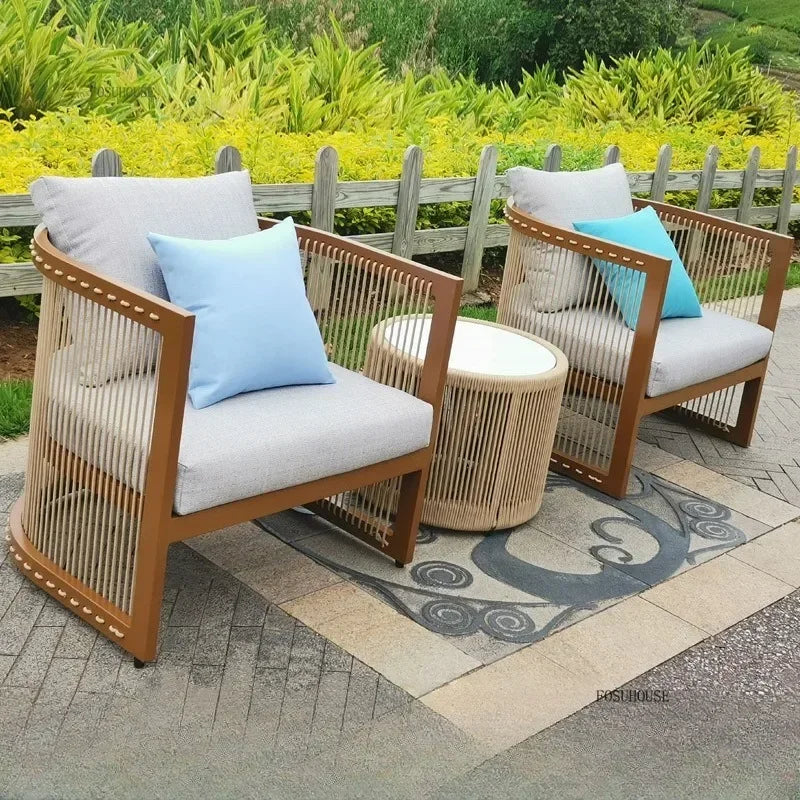 Outdoor Aluminum Alloy Garden Sofas Courtyard Open-air Leisure Sofa Chair Hotel Leisure Dining Chair Waterproof Single Chairs HH