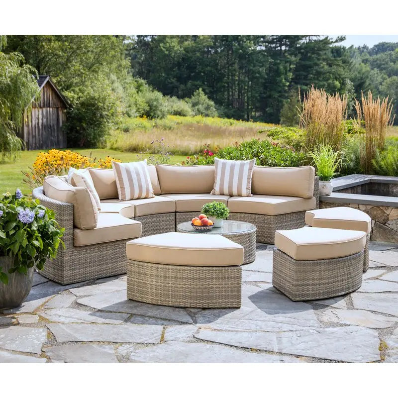 Outdoor sofa combination garden terrace leisure rattan circular courtyard outdoor open-air rattan chair sun room rattan sofa