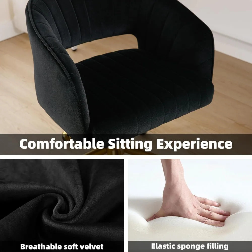 "contemporary velvet desk chairs with adjustable height and swivel base"