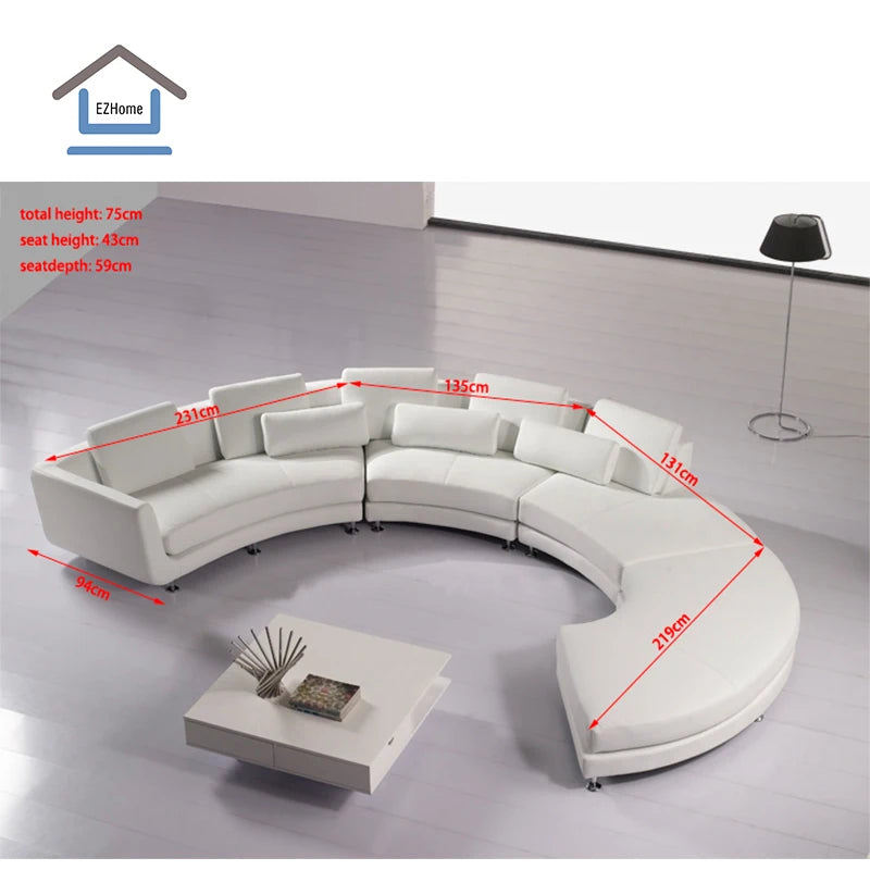 Living room Sofa set Simple curved Shaped meeting room leather sofa furniture couch
