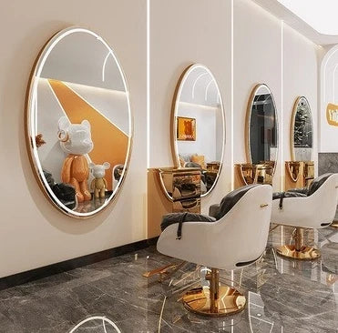 Modern Style Large Gold Styling Barber Wall Mounted Salon Furniture Hairdressing Led Makeup Beauty Salon Mirror