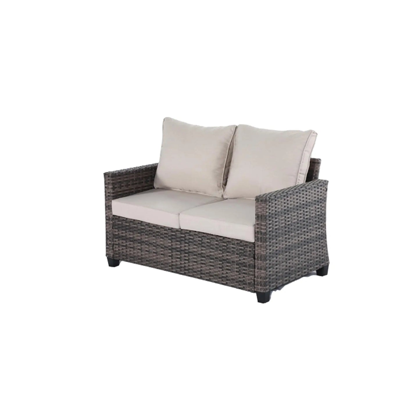 Outdoor sofa with detachable thickened cushions and backrests. It is a waterproof rattan sofa, suitable for gardens, backyards,
