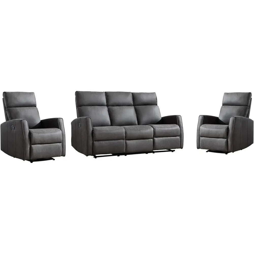 Manual Recliner Soa Set or Living Room, ern Reclining Couch urniture Set, Included 2pcs Reclining Chair and Wall-Her 3-Seater Re