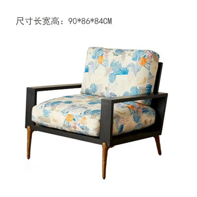 French retro solid wood sofa antique designer single living room study chair