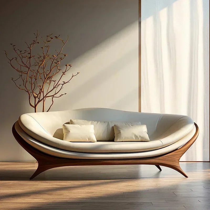 a3813 New Chinese-style solid wood sofa living room modern simple small apartment leather recliner sofa lazy chair