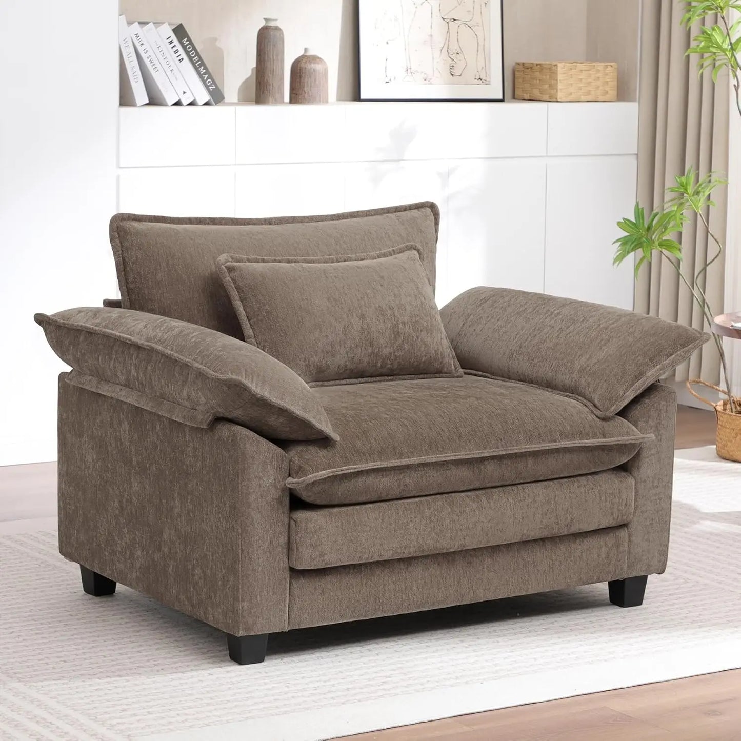 Modern Oversized Accent Chair,44" Chenille Cloud Sofa Chair with Deep Seat,Upholstered Armchair with Extra