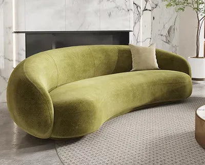 Q4 Light Luxury Velvet Curved Sofa Beauty Salon Clothing Store Moon-Shaped Sofa