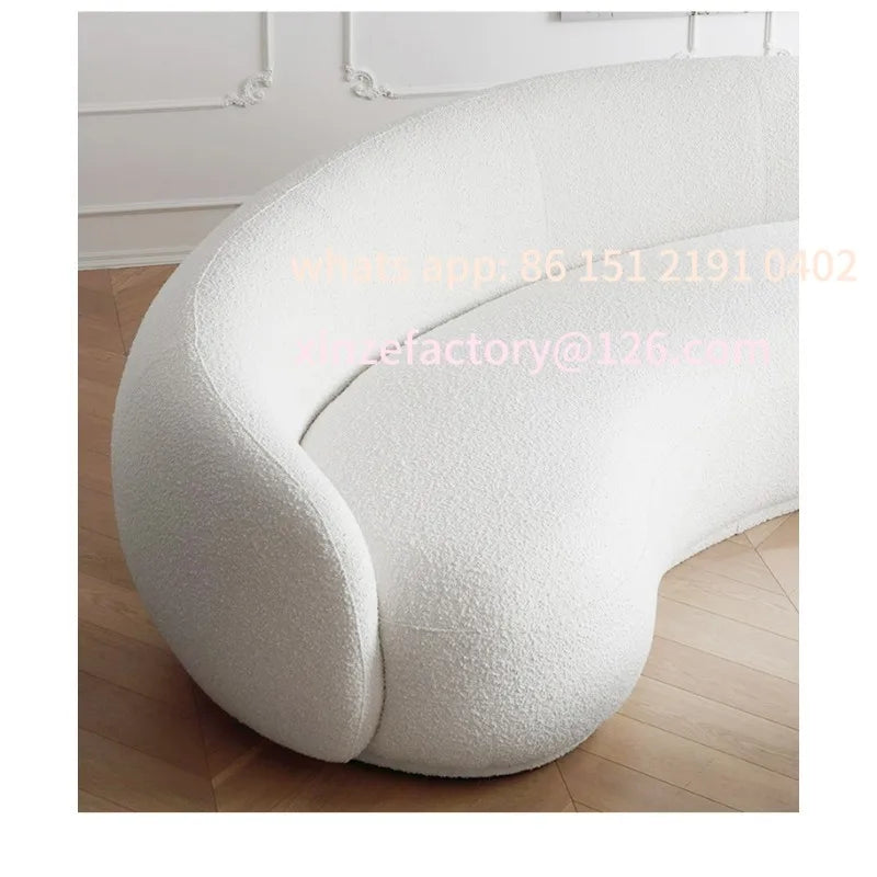Customizable Qiyu Apartment B & B Cashew Curved Sofa Living Room Cream Flannel Teddy Flannel Sofa Small Apartment