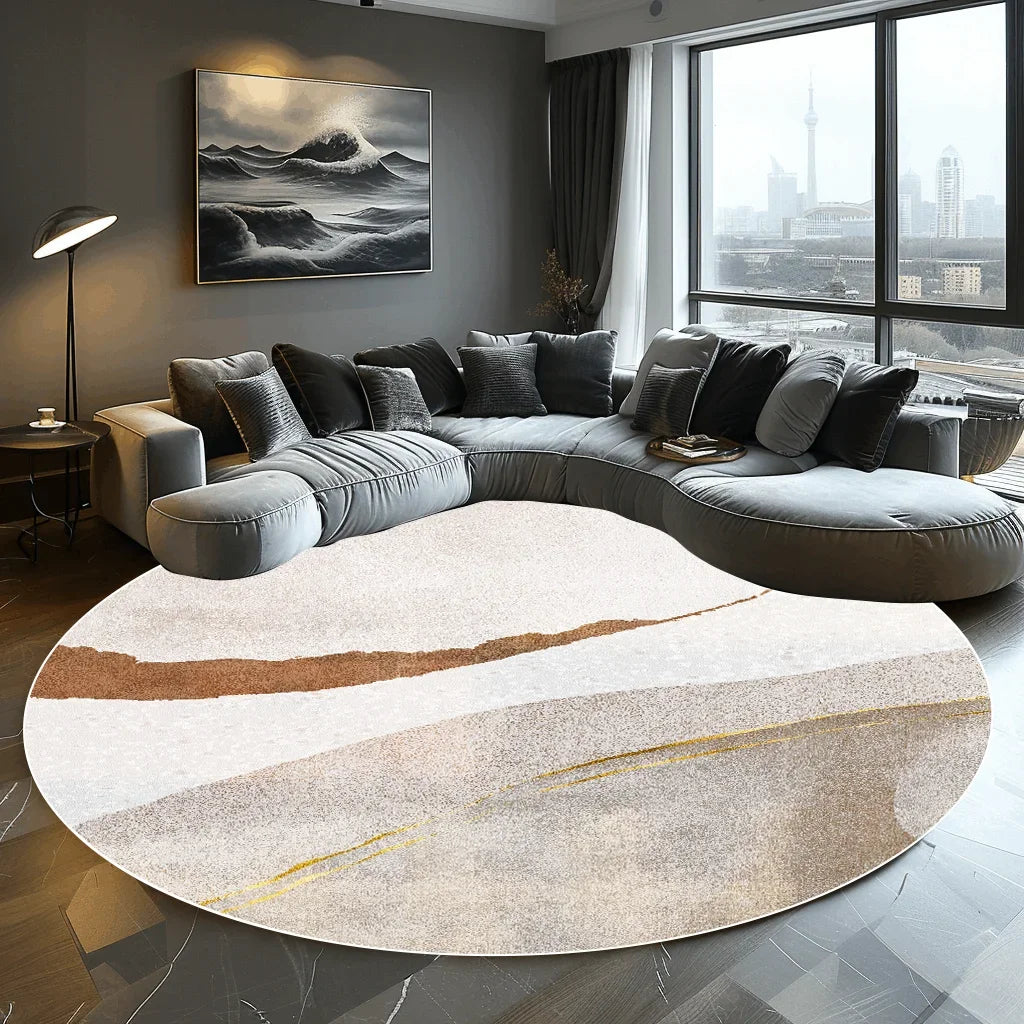 Abstract Round Carpet Living Room Decoration Home Modern Bedroom Decor Carpet Balcony Washroom Floor Mat Washable Pet Rugs