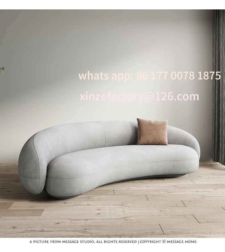 Customizable Curved Triple Sofa Combination Living Room Shaped Lamb Fleece Sofa
