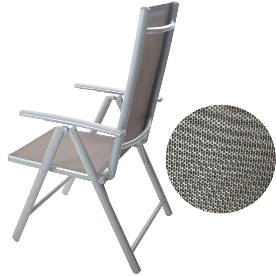 of 2 Folding Sling Back Chairs Patio Adjustable Reclining Back Sturdy Aluminum Frame with Armrest Chair Zerogravity Indoor Outdo